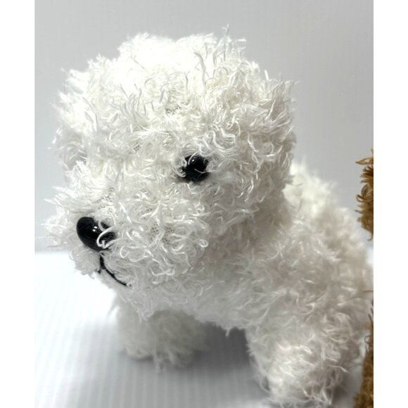 Small Plush Puppy Dog Stuffed Animals 2pc Set White Brown Mini Soft Toys - Picture 6 of 8